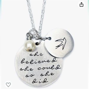 NWT Stainless Steel She Believed She Could So She Did Inspirational Necklace